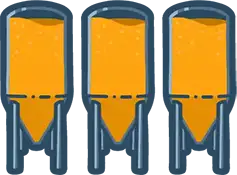 An illustration of three beer tanks filled with beer